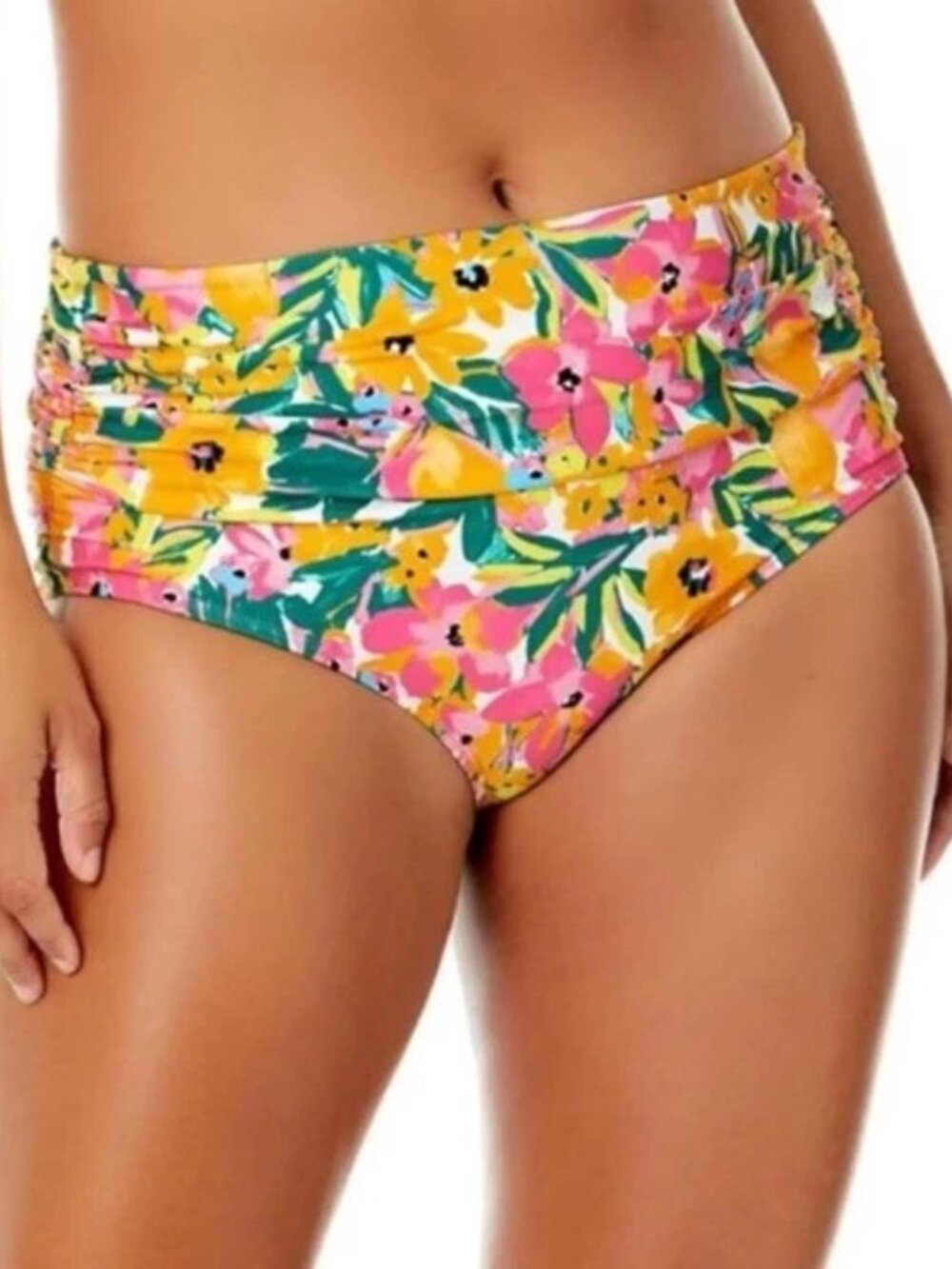Anne Cole Size XXL Sunshine Floral 3 Ways Convertible UPF 50 Bikini Bottom NWT